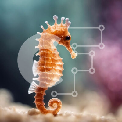 Intra Συλλεκτικό Ξύλινο Παζλ Plywood  4mm - Πορτοκαλί ιππόκαμπος στον αμμώδη πάτωμα του ωκεανού Σε Ξύλινο Κουτί - Διαστάσεις: 10x10 cm – 25 κομμάτια - Image 1