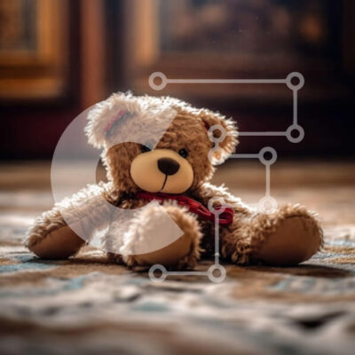 Intra Συλλεκτικό Ξύλινο Παζλ Plywood  4mm - Αξιολάτρευτο καφέ αρκουδάκι με κόκκινο φιόγκο Σε Ξύλινο Κουτί - Διαστάσεις: 10x10 cm – 25 κομμάτια - Image 1