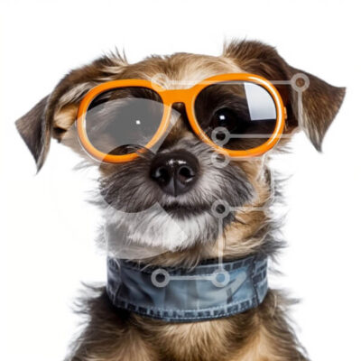 Intra Συλλεκτικό Ξύλινο Παζλ Plywood  4mm - Αξιολάτρευτη εικόνα ενός μικρού καφέ σκύλου που φοράει πορτοκαλί γυαλιά ηλίου Σε Ξύλινο Κουτί - Διαστάσεις: 10x10 cm – 25 κομμάτια - Image 1