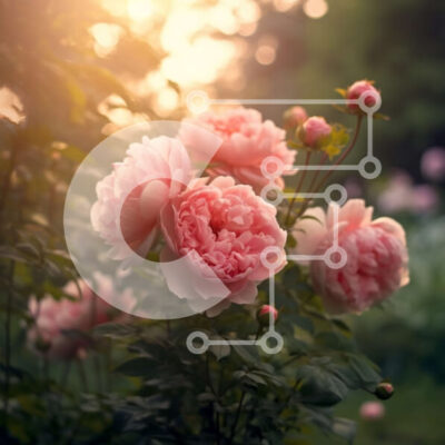 Intra Συλλεκτικό Ξύλινο Παζλ Plywood  4mm - Εκπληκτική εικόνα με ροζ τριαντάφυλλα στον κήπο στο ηλιοβασίλεμα Σε Ξύλινο Κουτί - Διαστάσεις: 10x10 cm – 25 κομμάτια - Image 1