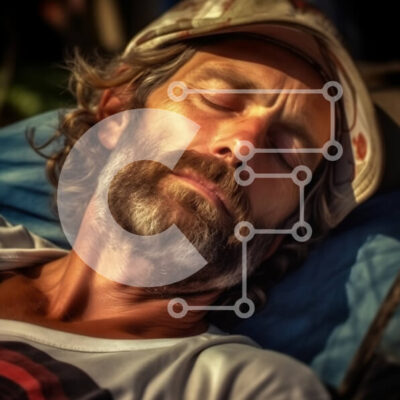 Intra Συλλεκτικό Ξύλινο Παζλ Plywood  4mm - Χαλαρωτική εικόνα ενός άνδρα που κοιμάται στο κρεβάτι με καπέλο και πουκάμισο Σε Ξύλινο Κουτί - Διαστάσεις Puzzle: 10x10 cm – 25 κομμάτια - Image 1