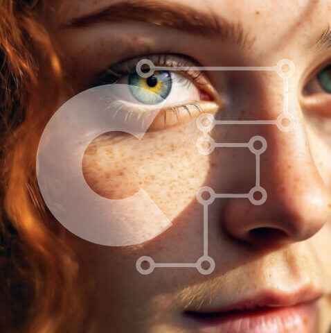 Intra Συλλεκτικό Ξύλινο Παζλ Plywood 4mm - Εκπληκτικό πορτρέτο μιας σοβαρής νεαρής γυναίκας με κόκκινα μαλλιά και πράσινα μάτια Σε Ξύλινο Κουτί - Διαστάσεις Puzzle: 10x10 cm – 25 κομμάτια - Image 1