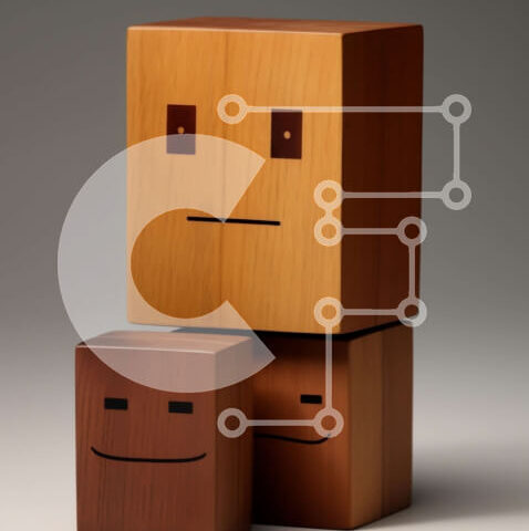 Intra Συλλεκτικό Ξύλινο Παζλ Plywood  4mm - Ξύλινος κύβος με χαμογελαστά και συνοφρυωμένα πρόσωπα Σε Ξύλινο Κουτί - Διαστάσεις: 10x10 cm – 25 κομμάτια - Image 1