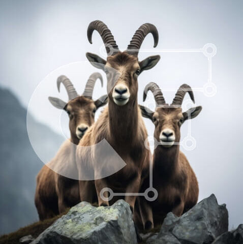 Intra Συλλεκτικό Ξύλινο Παζλ Plywood  4mm - Σαγηνευτική εικόνα των κατσικιών σε ένα βραχώδες βουνό Σε Ξύλινο Κουτί - Διαστάσεις: 10x10 cm – 25 κομμάτια - Image 1