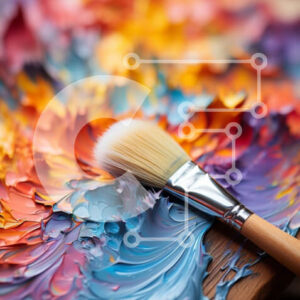 Intra Συλλεκτικό Ξύλινο Παζλ Plywood  4mm - Ζωντανό κοντινό πλάνο πινέλου με πολύχρωμη μπογιά Σε Ξύλινο Κουτί - Διαστάσεις Puzzle: 10x10 cm – 25 κομμάτια