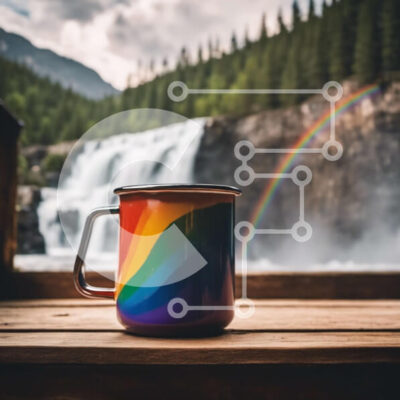 Intra Συλλεκτικό Ξύλινο Παζλ Plywood 4mm - Πολύχρωμη κούπα μπροστά από τον καταρράκτη Σε Ξύλινο Κουτί - Διαστάσεις: 10x10 cm – 25 κομμάτια - Image 1