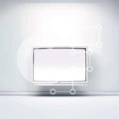 Intra Συλλεκτικό Ξύλινο Παζλ Plywood 4mm - Καθαρή και μινιμαλιστική εικόνα μιας λευκής λευκής οθόνης τηλεόρασης σε ένα άδειο δωμάτιο Σε Ξύλινο Κουτί - Διαστάσεις Puzzle: 10x10 cm – 25 κομμάτια - Image 1