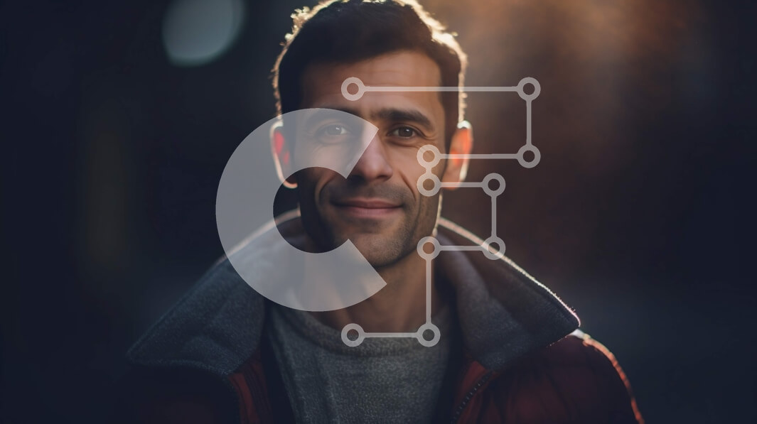 Intra Συλλεκτικό Ξύλινο Παζλ Plywood  4mm - Πορτρέτο ενός άνδρα που φορά ένα κόκκινο σακάκι και χαμογελά στην κάμερα Σε Ξύλινο Κουτί - Διαστάσεις Puzzle: 10x10 cm – 25 κομμάτια