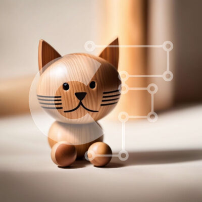 Intra Συλλεκτικό Ξύλινο Παζλ Plywood 4mm - Αξιολάτρευτο ξύλινο ειδώλιο γάτας με ριγέ ουρά Σε Ξύλινο Κουτί - Διαστάσεις: 10x10 cm – 25 κομμάτια - Image 1