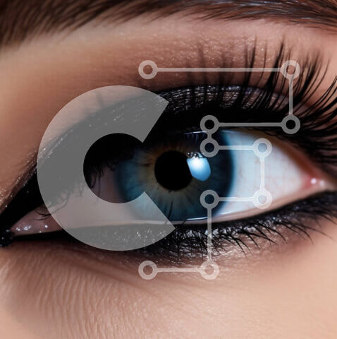 Intra Συλλεκτικό Ξύλινο Παζλ Plywood 4mm - Υπέροχη κοντινή εικόνα ενός γυναικείου ματιού με μπλε σκιά ματιών Σε Ξύλινο Κουτί - Διαστάσεις Puzzle: 10x10 cm – 25 κομμάτια - Image 1