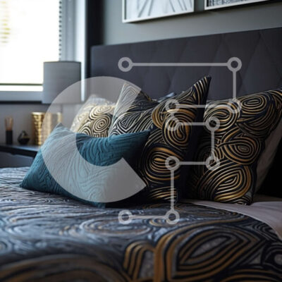 Intra Συλλεκτικό Ξύλινο Παζλ Plywood  4mm - Κομψό μαύρο και χρυσό υπνοδωμάτιο με ριγέ λεπτομέρειες Σε Ξύλινο Κουτί - Διαστάσεις Puzzle: 10x10 cm – 25 κομμάτια - Image 1