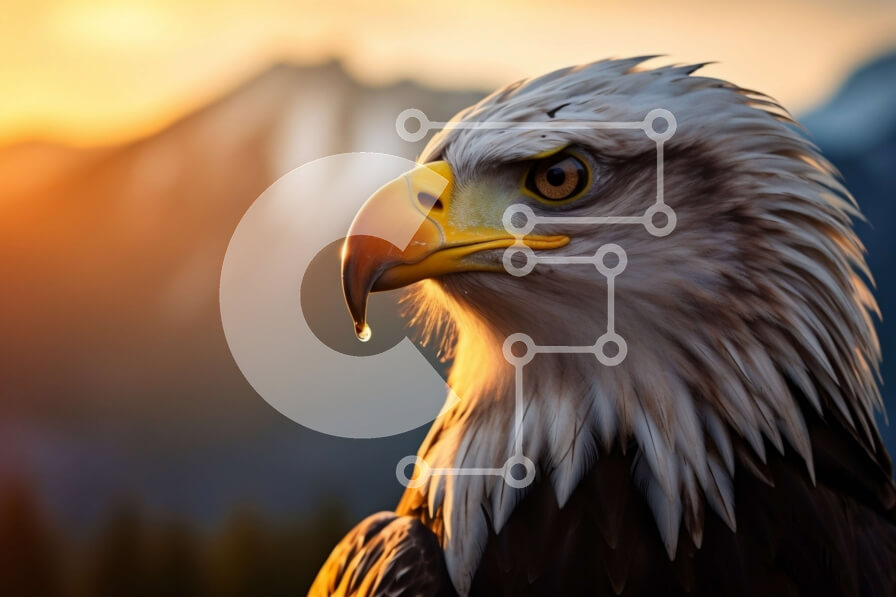 Intra Συλλεκτικό Ξύλινο Παζλ Plywood  4mm - Εκπληκτική εικόνα ενός φαλακρού αετού σε πτήση με μαγευτικό σκηνικό βουνού Σε Ξύλινο Κουτί - Διαστάσεις: 10x10 cm – 25 κομμάτια