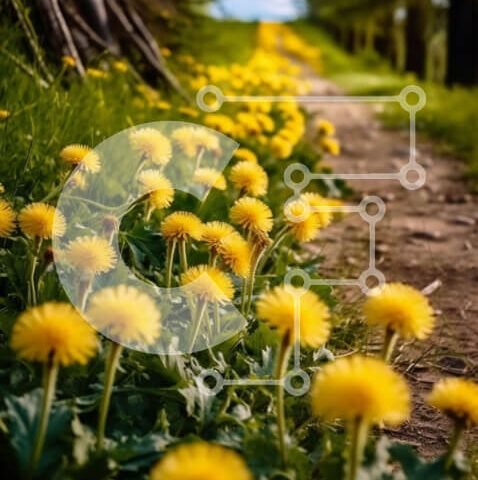 Intra Συλλεκτικό Ξύλινο Παζλ Plywood 4mm - Φωτογραφία της φύσης ενός μονοπατιού με κίτρινες μαργαρίτες Σε Ξύλινο Κουτί - Διαστάσεις: 10x10 cm – 25 κομμάτια - Image 1