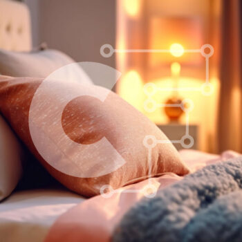 Intra Συλλεκτικό Ξύλινο Παζλ Plywood  4mm - Άνετο υπνοδωμάτιο με ροζ κλινοσκεπάσματα και φωτιστικό κομοδίνου Σε Ξύλινο Κουτί - Διαστάσεις Puzzle: 10x10 cm – 25 κομμάτια - Image 1