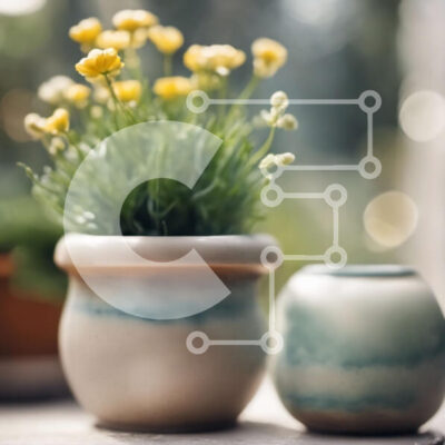 Intra Συλλεκτικό Ξύλινο Παζλ Plywood  4mm - Μικρά φυτά σε γλάστρες στο περβάζι με θέα στα δέντρα και το γαλάζιο του ουρανού Σε Ξύλινο Κουτί - Διαστάσεις: 10x10 cm – 25 κομμάτια - Image 1