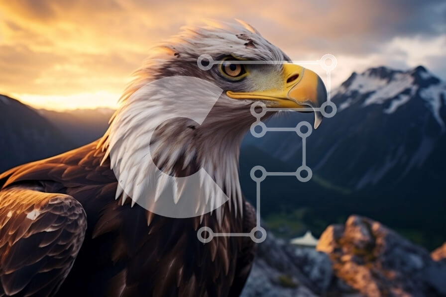 Intra Συλλεκτικό Ξύλινο Παζλ Plywood  4mm - Εκπληκτική εικόνα του αετού με ανοιχτά φτερά στο ηλιοβασίλεμα Σε Ξύλινο Κουτί - Διαστάσεις: 10x10 cm – 25 κομμάτια