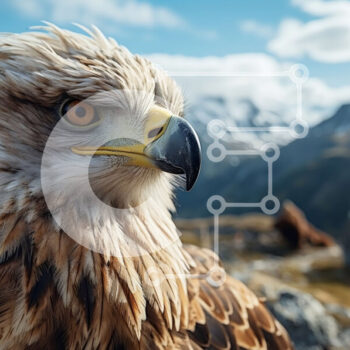 Intra Συλλεκτικό Ξύλινο Παζλ Plywood  4mm - Αετός σε βραχώδεις εξάρσεις με βουνά στο φόντο Σε Ξύλινο Κουτί - Διαστάσεις: 10x10 cm – 25 κομμάτια - Image 1