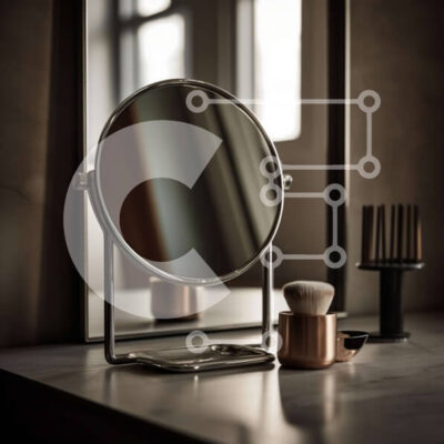 Intra Συλλεκτικό Ξύλινο Παζλ Plywood 4mm - Καθρέφτης μπάνιου με βούρτσα και χτένα στον πάγκο Σε Ξύλινο Κουτί - Διαστάσεις Puzzle: 10x10 cm – 25 κομμάτια - Image 1