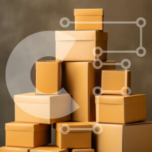 Intra Συλλεκτικό Ξύλινο Παζλ Plywood  4mm - Στοίβα από καφέ χαρτόκουτα σε ξύλινο τραπέζι Σε Ξύλινο Κουτί - Διαστάσεις Puzzle: 10x10 cm – 25 κομμάτια