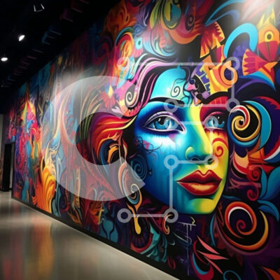 Intra Συλλεκτικό Ξύλινο Παζλ Plywood  4mm - Ζωντανή τοιχογραφία με γυναικείο πρόσωπο και στροβιλιζόμενα μοτίβα Σε Ξύλινο Κουτί - Διαστάσεις Puzzle: 10x10 cm – 25 κομμάτια - Image 1