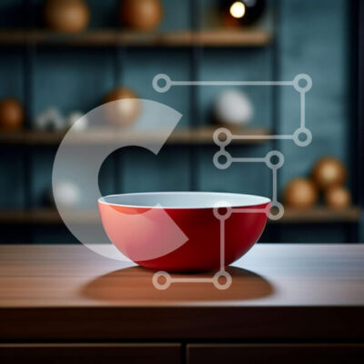 Intra Συλλεκτικό Ξύλινο Παζλ Plywood  4mm - Άδειο κόκκινο μπολ σε ξύλινο τραπέζι με φόντο ράφι Σε Ξύλινο Κουτί - Διαστάσεις Puzzle: 10x10 cm – 25 κομμάτια - Image 1