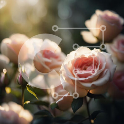 Intra Συλλεκτικό Ξύλινο Παζλ Plywood  4mm - Όμορφη κινηματογράφηση σε πρώτο πλάνο με ροζ τριαντάφυλλα σε έναν κήπο στο ηλιοβασίλεμα Σε Ξύλινο Κουτί - Διαστάσεις: 10x10 cm – 25 κομμάτια - Image 1