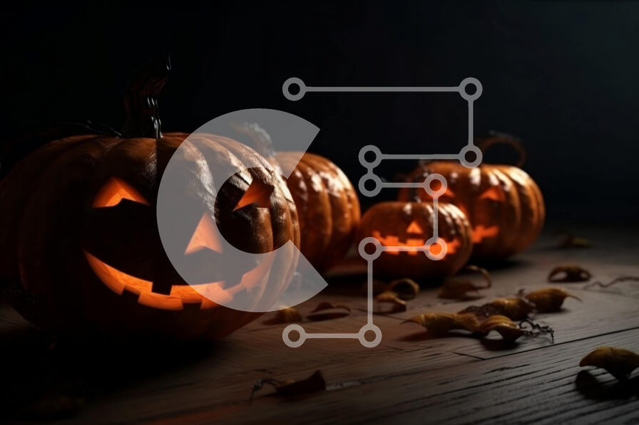 Intra Συλλεκτικό Ξύλινο Παζλ Plywood  4mm - Τρομακτικό ντεκόρ για το Halloween με σκαλιστές κολοκύθες και λαμπερά μάτια Σε Ξύλινο Κουτί - Διαστάσεις: 10x10 cm – 25 κομμάτια