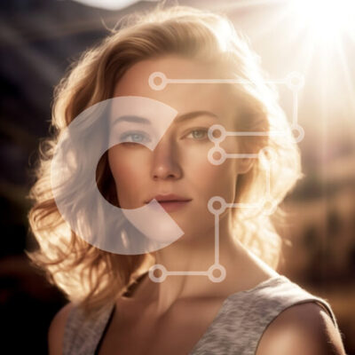 Intra Συλλεκτικό Ξύλινο Παζλ Plywood  4mm - Εκπληκτική ταξιδιωτική φωτογραφία μιας γυναίκας με ξανθά μαλλιά και μπλε μάτια Σε Ξύλινο Κουτί - Διαστάσεις Puzzle: 10x10 cm – 25 κομμάτια - Image 1