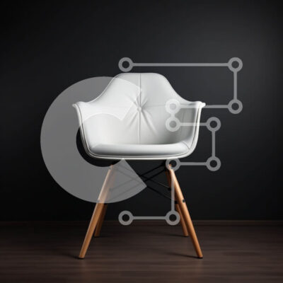 Intra Συλλεκτικό Ξύλινο Παζλ Plywood  4mm - Μοντέρνα λευκή δερμάτινη καρέκλα με ξύλινο σκελετό Σε Ξύλινο Κουτί - Διαστάσεις Puzzle: 10x10 cm – 25 κομμάτια - Image 1