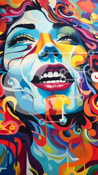 Intra Συλλεκτικό Ξύλινο Παζλ Plywood  4mm - Ζωντανό πορτρέτο μιας γυναίκας με πολύχρωμα μαλλιά και μακιγιάζ Σε Ξύλινο Κουτί - Διαστάσεις Puzzle: 10x10 cm – 25 κομμάτια