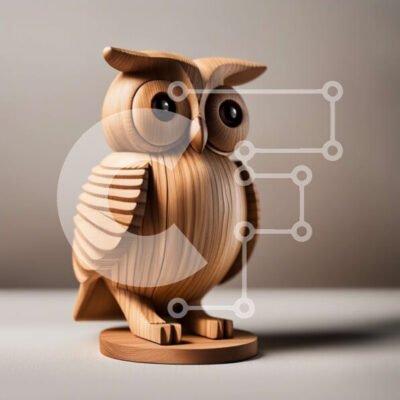 Intra Συλλεκτικό Ξύλινο Παζλ Plywood  4mm - Όμορφο ξύλινο άγαλμα κουκουβάγιας σε ξύλινη βάση Σε Ξύλινο Κουτί - Διαστάσεις Puzzle: 10x10 cm – 25 κομμάτια - Image 1