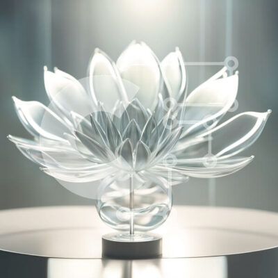 Intra Συλλεκτικό Ξύλινο Παζλ Plywood  4mm - Όμορφο γλυπτό λουλουδιών λωτού από καθαρό γυαλί στο βάθρο Σε Ξύλινο Κουτί - Διαστάσεις: 10x10 cm – 25 κομμάτια - Image 1