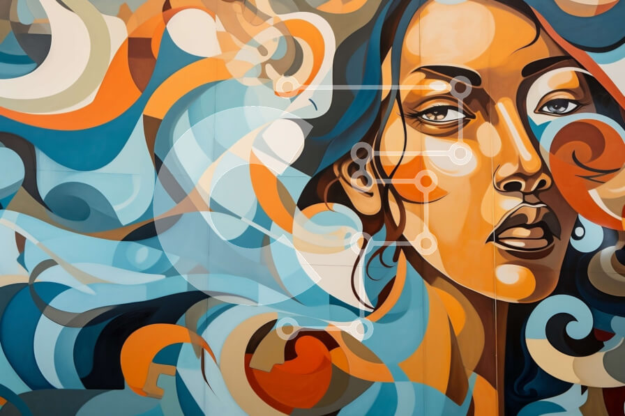 Intra Συλλεκτικό Ξύλινο Παζλ Plywood  4mm - Εκπληκτική εικόνα μιας γυναίκας με πολύχρωμο αφηρημένο φόντο Σε Ξύλινο Κουτί - Διαστάσεις Puzzle: 10x10 cm – 25 κομμάτια