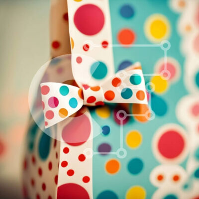 Intra Συλλεκτικό Ξύλινο Παζλ Plywood  4mm - Ζωντανό κουτί δώρου με μοτίβο πουά και φιόγκο με κορδέλα Σε Ξύλινο Κουτί - Διαστάσεις: 10x10 cm – 25 κομμάτια - Image 1