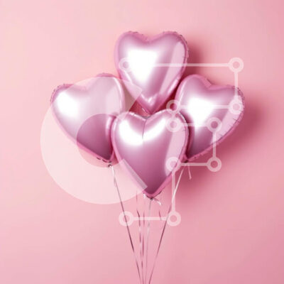 Intra Συλλεκτικό Ξύλινο Παζλ Plywood  4mm - Χαρούμενη εικόνα με ροζ μπαλόνια σε σχήμα καρδιάς στον αέρα Σε Ξύλινο Κουτί - Διαστάσεις Puzzle: 10x10 cm – 25 κομμάτια - Image 1