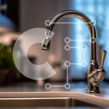 Intra Συλλεκτικό Ξύλινο Παζλ Plywood  4mm - Σύγχρονος νεροχύτης κουζίνας με κομψή βρύση χρωμίου και λεκάνη από ανοξείδωτο χάλυβα Σε Ξύλινο Κουτί - Διαστάσεις Puzzle: 10x10 cm – 25 κομμάτια - Image 1