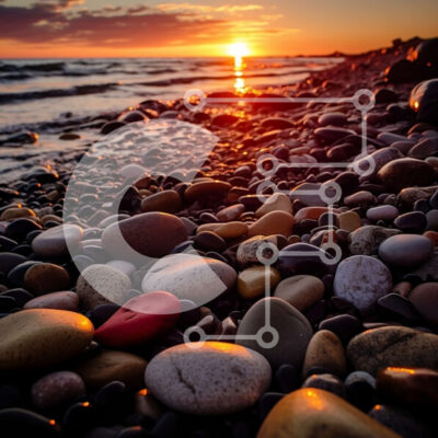 Intra Συλλεκτικό Ξύλινο Παζλ Plywood  4mm - Καταπληκτικό ηλιοβασίλεμα πάνω από τον ωκεανό με πανέμορφους βράχους στην παραλία Σε Ξύλινο Κουτί - Διαστάσεις: 10x10 cm – 25 κομμάτια - Image 1