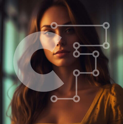 Intra Συλλεκτικό Ξύλινο Παζλ Plywood 4mm - Εκπληκτική γυναίκα με μακριά καστανά μαλλιά σε κίτρινο τοπ με θέα στον ορίζοντα της πόλης στο ηλιοβασίλεμα Σε Ξύλινο Κουτί - Διαστάσεις Puzzle: 10x10 cm – 25 κομμάτια - Image 1