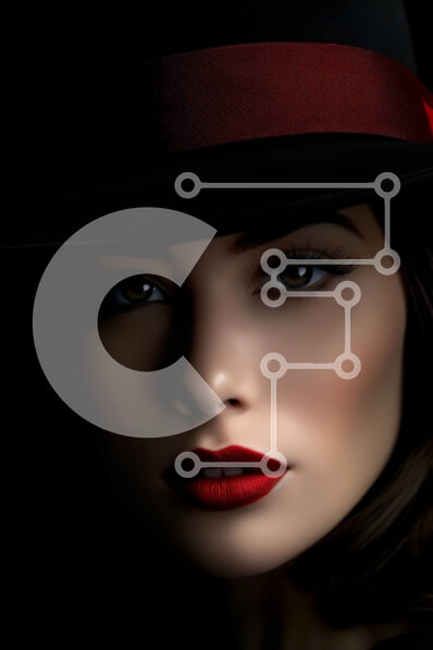 Intra Συλλεκτικό Ξύλινο Παζλ Plywood  4mm - Κομψή γυναίκα με μαύρο καπέλο και έντονο κόκκινο κραγιόν Σε Ξύλινο Κουτί - Διαστάσεις Puzzle: 10x10 cm – 25 κομμάτια