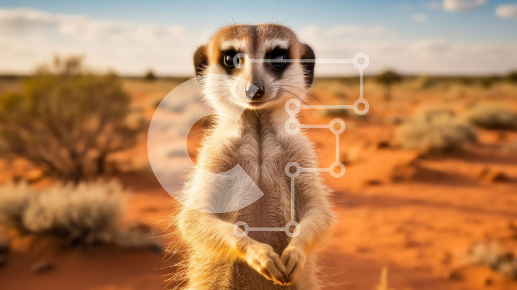 Intra Συλλεκτικό Ξύλινο Παζλ Plywood  4mm - Αξιολάτρευτο Meerkat που στέκεται στα πίσω πόδια στην έρημο Σε Ξύλινο Κουτί - Διαστάσεις: 10x10 cm – 25 κομμάτια