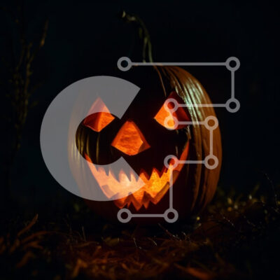 Intra Συλλεκτικό Ξύλινο Παζλ Plywood 4mm - Απόκοσμη εικόνα αποκριών μιας λαμπερής σκαλισμένης κολοκύθας με φανάρι Jack-o'-Lantern Σε Ξύλινο Κουτί - Διαστάσεις: 10x10 cm – 25 κομμάτια - Image 1