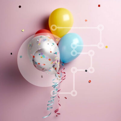 Intra Συλλεκτικό Ξύλινο Παζλ Plywood  4mm - Φωτεινή και χαρούμενη εικόνα δεμένων μπαλονιών σε ροζ φόντο Σε Ξύλινο Κουτί - Διαστάσεις Puzzle: 10x10 cm – 25 κομμάτια - Image 1