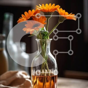 Intra Συλλεκτικό Ξύλινο Παζλ Plywood  4mm - Όμορφη εικόνα από πορτοκαλί μαργαρίτες σε ένα κομψό βάζο σε ένα ξύλινο τραπέζι Σε Ξύλινο Κουτί - Διαστάσεις Puzzle: 10x10 cm – 25 κομμάτια - Image 1