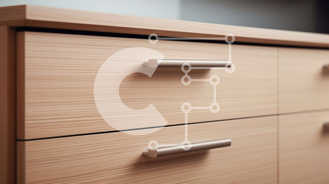 Intra Συλλεκτικό Ξύλινο Παζλ Plywood  4mm - Κοντινό πλάνο μοντέρνας ξύλινης συρταριέρας με έξι συρτάρια Σε Ξύλινο Κουτί - Διαστάσεις Puzzle: 10x10 cm – 25 κομμάτια