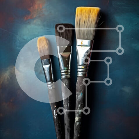 Intra Συλλεκτικό Ξύλινο Παζλ Plywood  4mm - Απλά και ρουστίκ πινέλα σε σκούρο μπλε φόντο Σε Ξύλινο Κουτί - Διαστάσεις Puzzle: 10x10 cm – 25 κομμάτια - Image 1