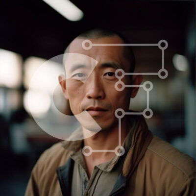 Intra Συλλεκτικό Ξύλινο Παζλ Plywood  4mm - Σοβαρός άνδρας με καφέ σακάκι και λευκό πουκάμισο που στέκεται στο τσιμεντένιο δωμάτιο Σε Ξύλινο Κουτί - Διαστάσεις Puzzle: 10x10 cm – 25 κομμάτια - Image 1