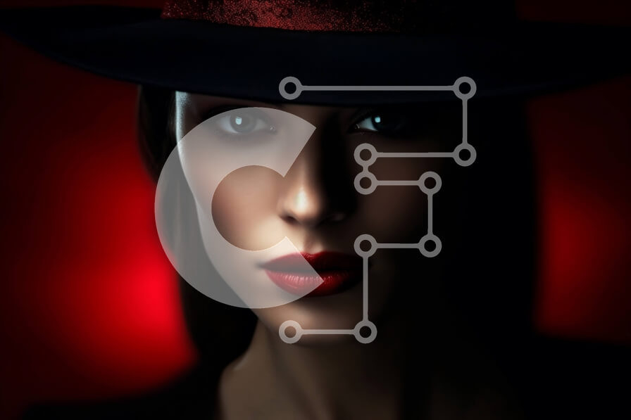 Intra Συλλεκτικό Ξύλινο Παζλ Plywood  4mm - Κομψή γυναίκα που φορά μαύρο καπέλο και κόκκινο κραγιόν Σε Ξύλινο Κουτί - Διαστάσεις Puzzle: 10x10 cm – 25 κομμάτια