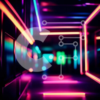 Intra Συλλεκτικό Ξύλινο Παζλ Plywood  4mm - Απόκοσμη και ατμοσφαιρική εικόνα ενός σκοτεινού διαδρόμου με φώτα νέον Σε Ξύλινο Κουτί - Διαστάσεις Puzzle: 10x10 cm – 25 κομμάτια - Image 1