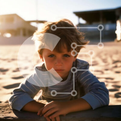 Intra Συλλεκτικό Ξύλινο Παζλ Plywood  4mm - Όμορφη εικόνα ενός νεαρού αγοριού που στέκεται σε έναν ξύλινο φράκτη στην παραλία κατά τη διάρκεια του ηλιοβασιλέματος Σε Ξύλινο Κουτί - Διαστάσεις Puzzle: 10x10 cm – 25 κομμάτια - Image 1