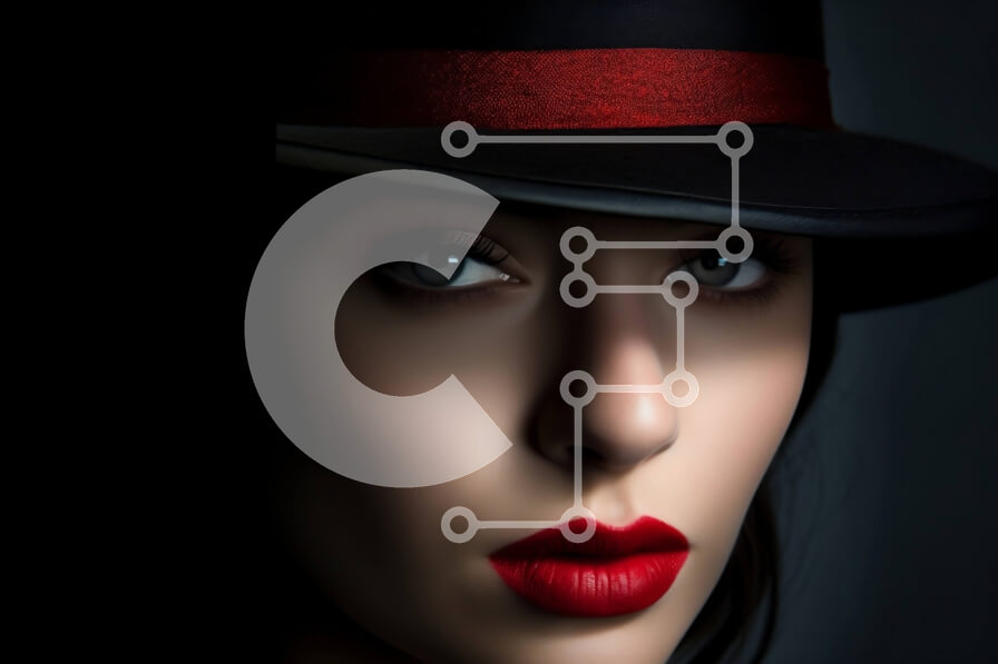 Intra Συλλεκτικό Ξύλινο Παζλ Plywood  4mm - Κομψή γυναίκα που φορά μαύρο καπέλο και κόκκινο κραγιόν Σε Ξύλινο Κουτί - Διαστάσεις Puzzle: 10x10 cm – 25 κομμάτια